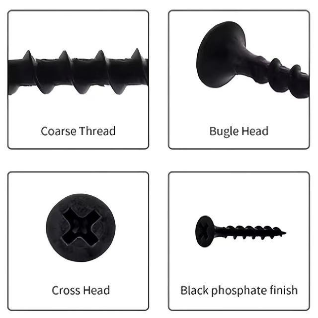 Black drywall screw coarse thread-3