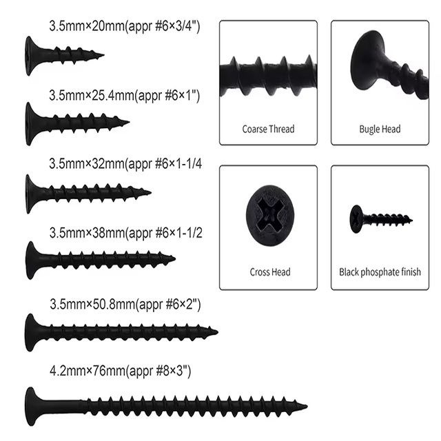 Black drywall screw coarse thread-1