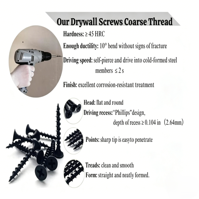 Black drywall screw coarse thread-2